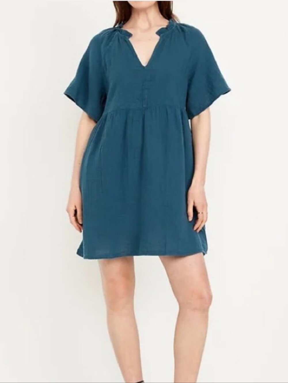 Old Navy Teal Blue Cotton Short-Sleeve Casual Dress